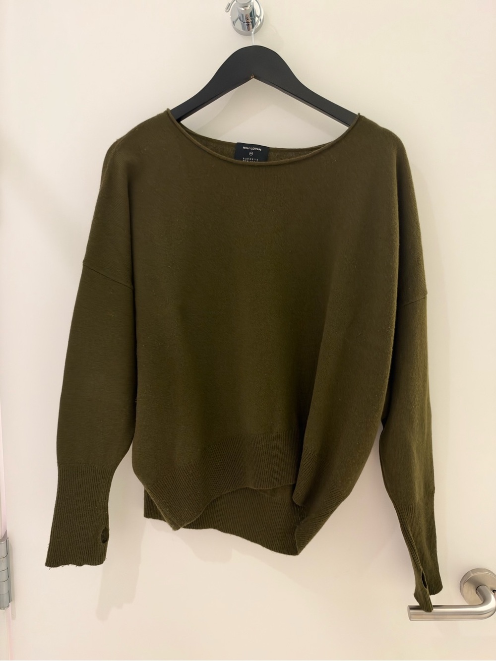 Nili Lotan Olive Green Crewneck Sweater